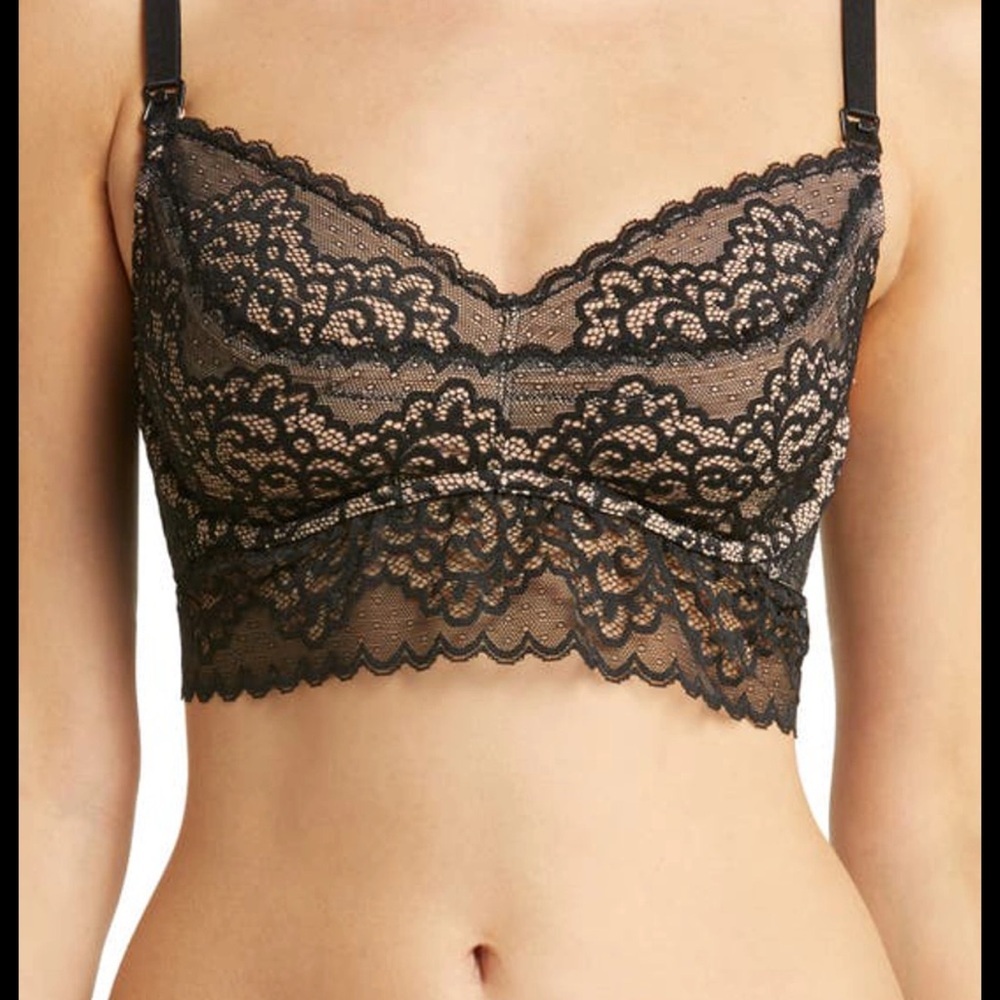 The Dairy Fairy Ayla Underwire Nursing Hands Free Pumping Bra Black Lace Size 3